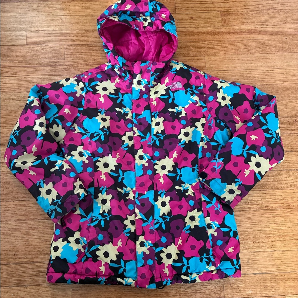The North Face Girls' North Print Down Hooded Jacket in floral print
